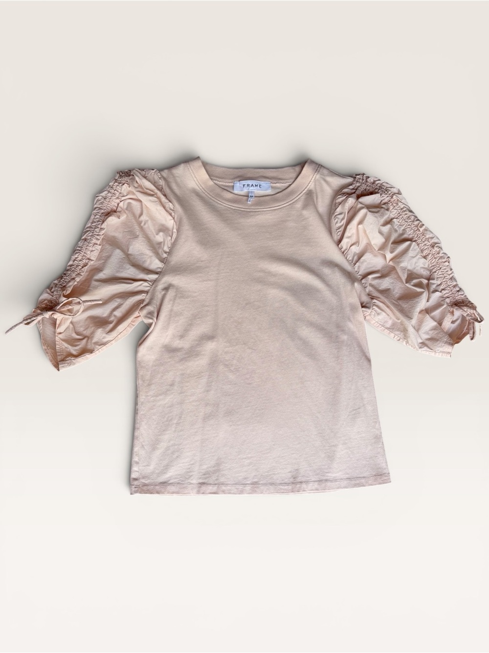 Frame Denim Pale Blush Puff-Sleeve Tee